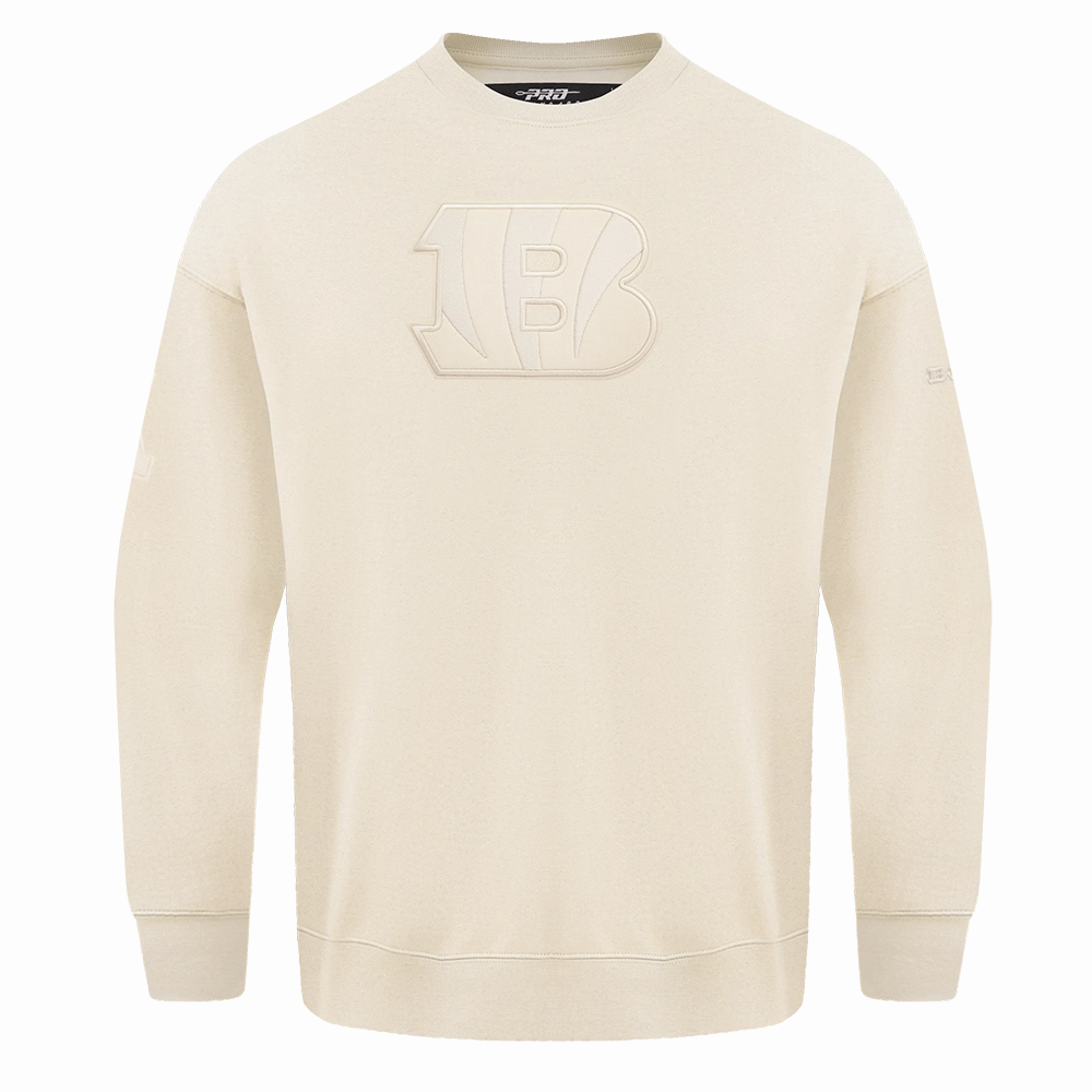 NFL CINCINNATI BENGALS NEUTRAL DROP SHOULDER FLEECE CREWNECK (EGGSHELL)