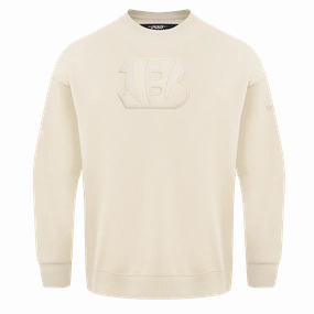 NFL CINCINNATI BENGALS NEUTRAL DROP SHOULDER FLEECE CREWNECK (EGGSHELL)