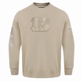 NFL CINCINNATI BENGALS NEUTRAL DROP SHOULDER FLEECE CREWNECK (TAUPE)
