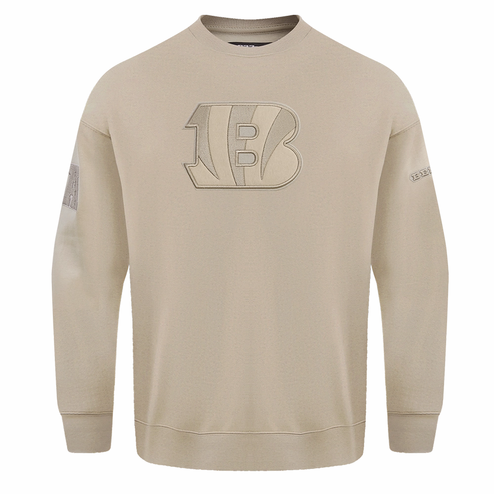 NFL CINCINNATI BENGALS NEUTRAL DROP SHOULDER FLEECE CREWNECK (TAUPE)