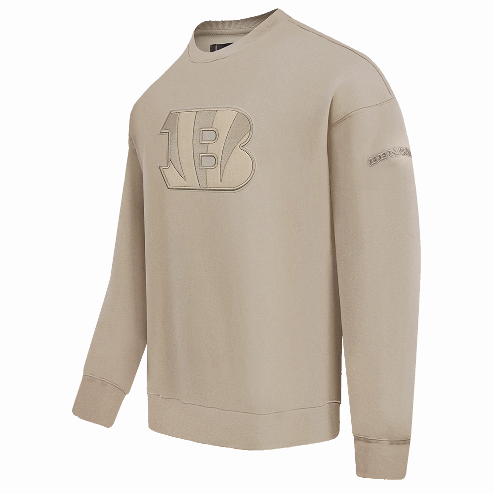 NFL CINCINNATI BENGALS NEUTRAL DROP SHOULDER FLEECE CREWNECK (TAUPE)