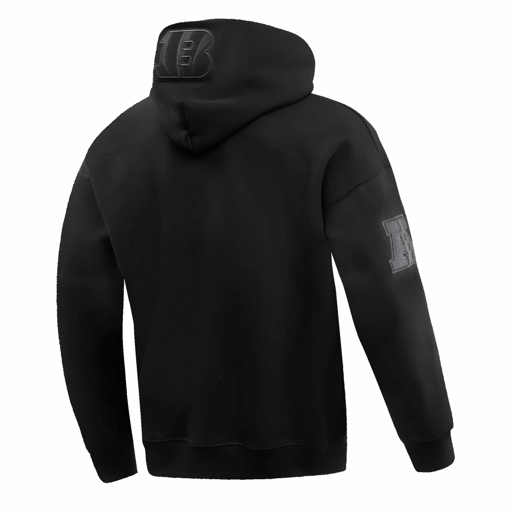 NFL CINCINNATI BENGALS NEUTRAL DROP SHOULDER MEN'S PULLOVER HOODIE (BLACK)