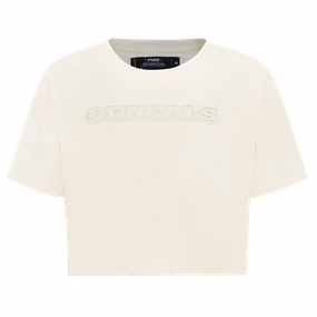 NFL CINCINNATI BENGALS NEUTRAL WOMEN'S BOXY TEE (EGGSHELL)