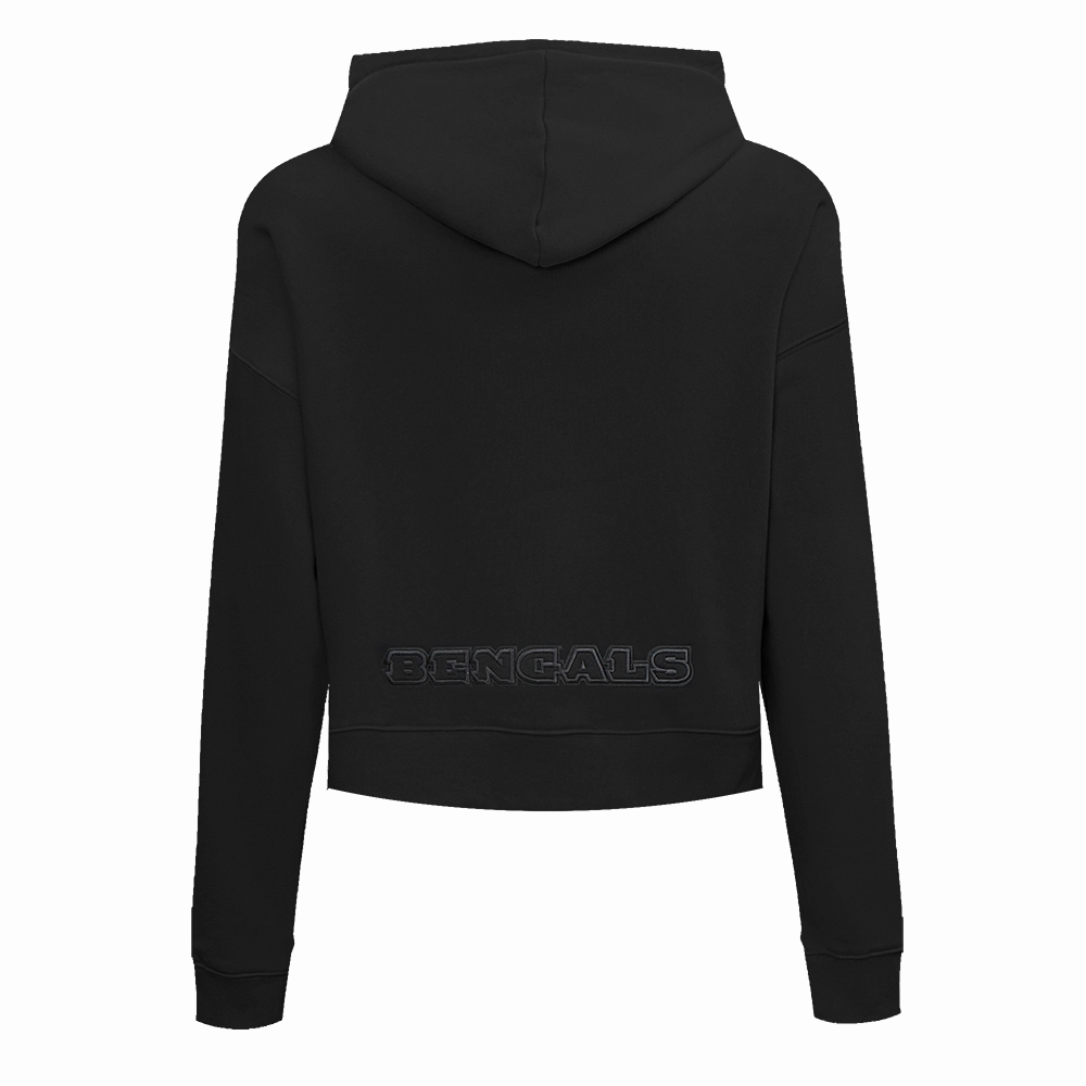 NFL CINCINNATI BENGALS NEUTRAL WOMEN'S CROPPED PULLOVER HOODIE (BLACK)