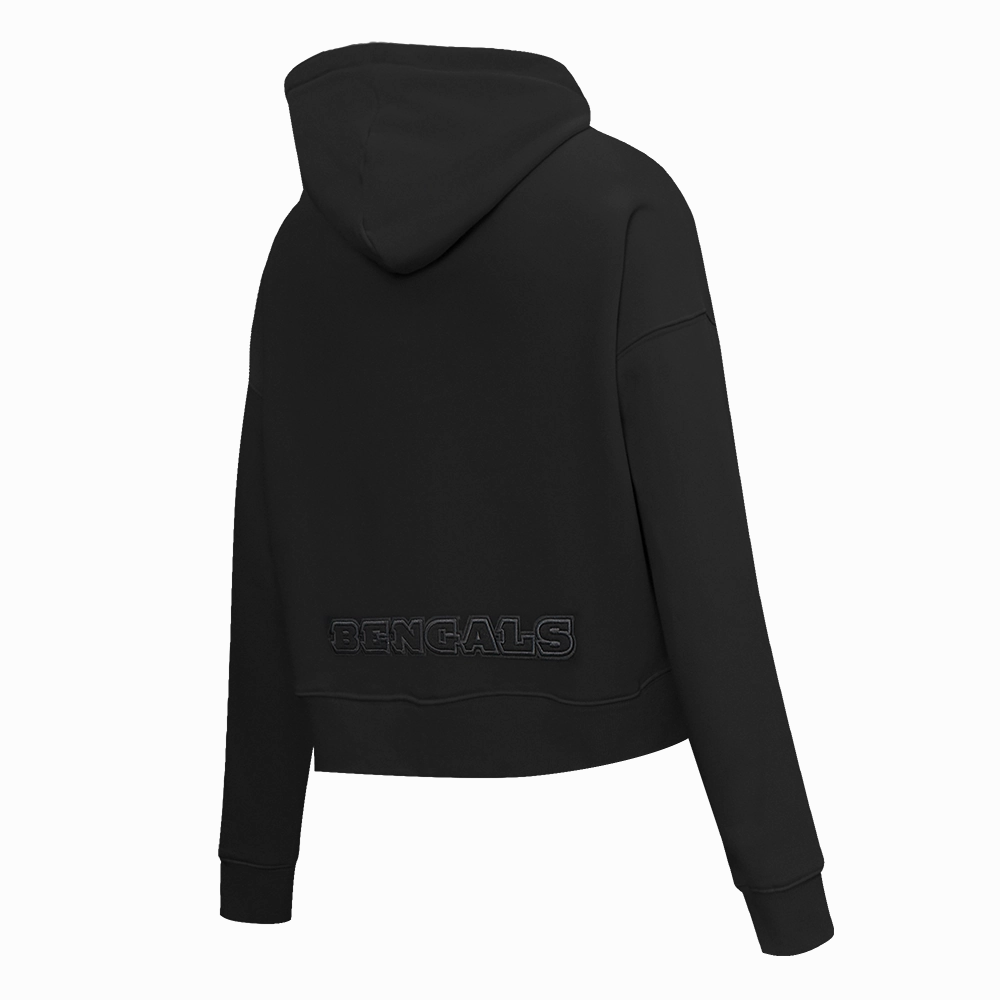 NFL CINCINNATI BENGALS NEUTRAL WOMEN'S CROPPED PULLOVER HOODIE (BLACK)