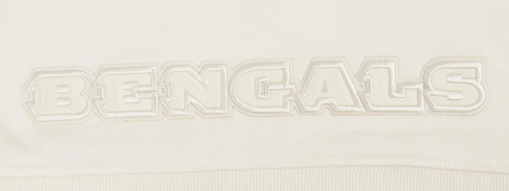 NFL CINCINNATI BENGALS NEUTRAL WOMEN'S CROPPED PULLOVER HOODIE (EGGSHELL)