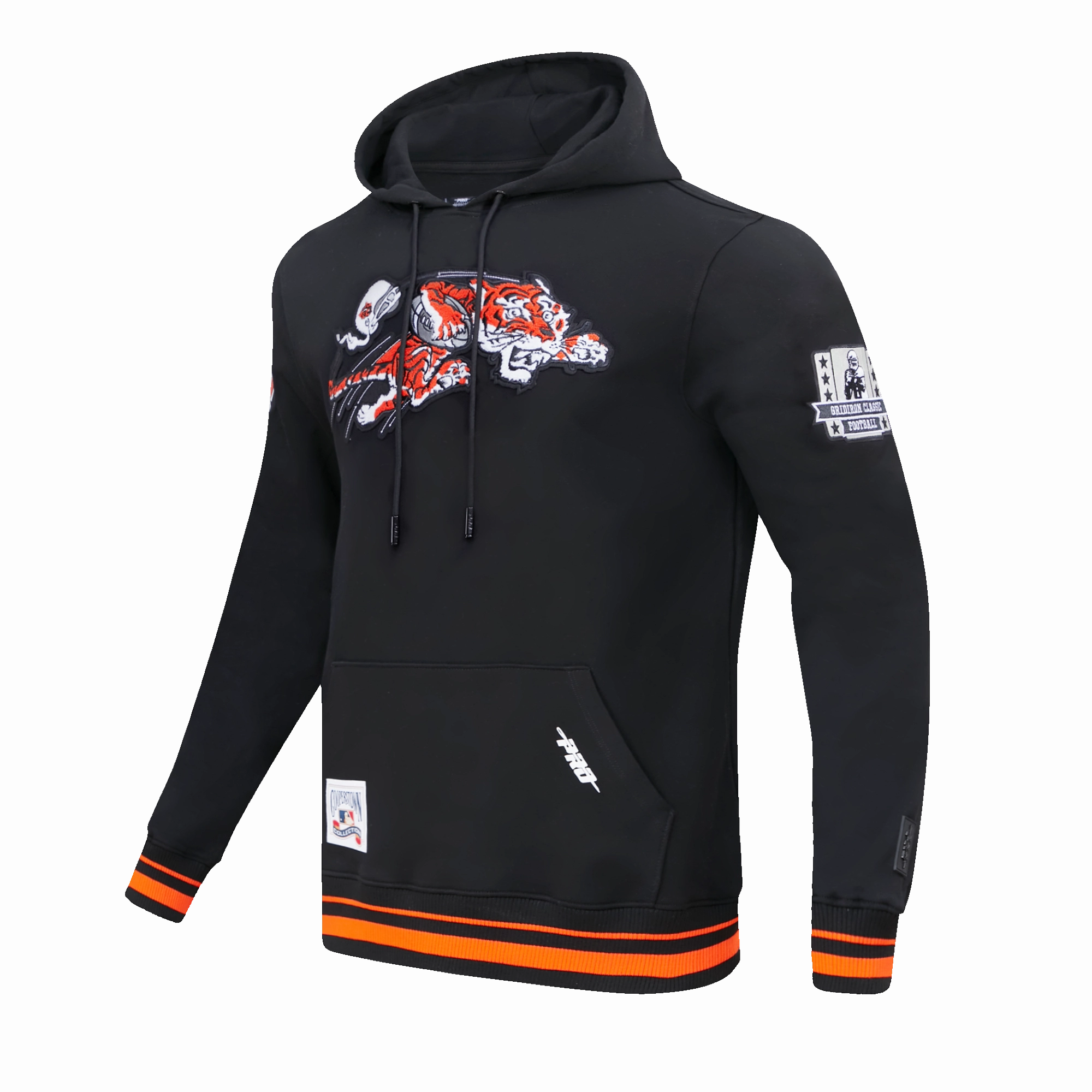 NFL CINCINNATI BENGALS RETRO CLASSIC MEN'S PULLOVER HOODIE (BLACK/ORANGE)