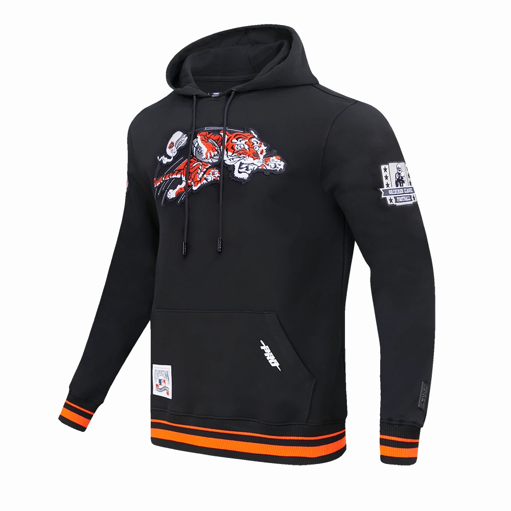 NFL CINCINNATI BENGALS RETRO CLASSIC MEN'S PULLOVER HOODIE (BLACK/ORANGE)