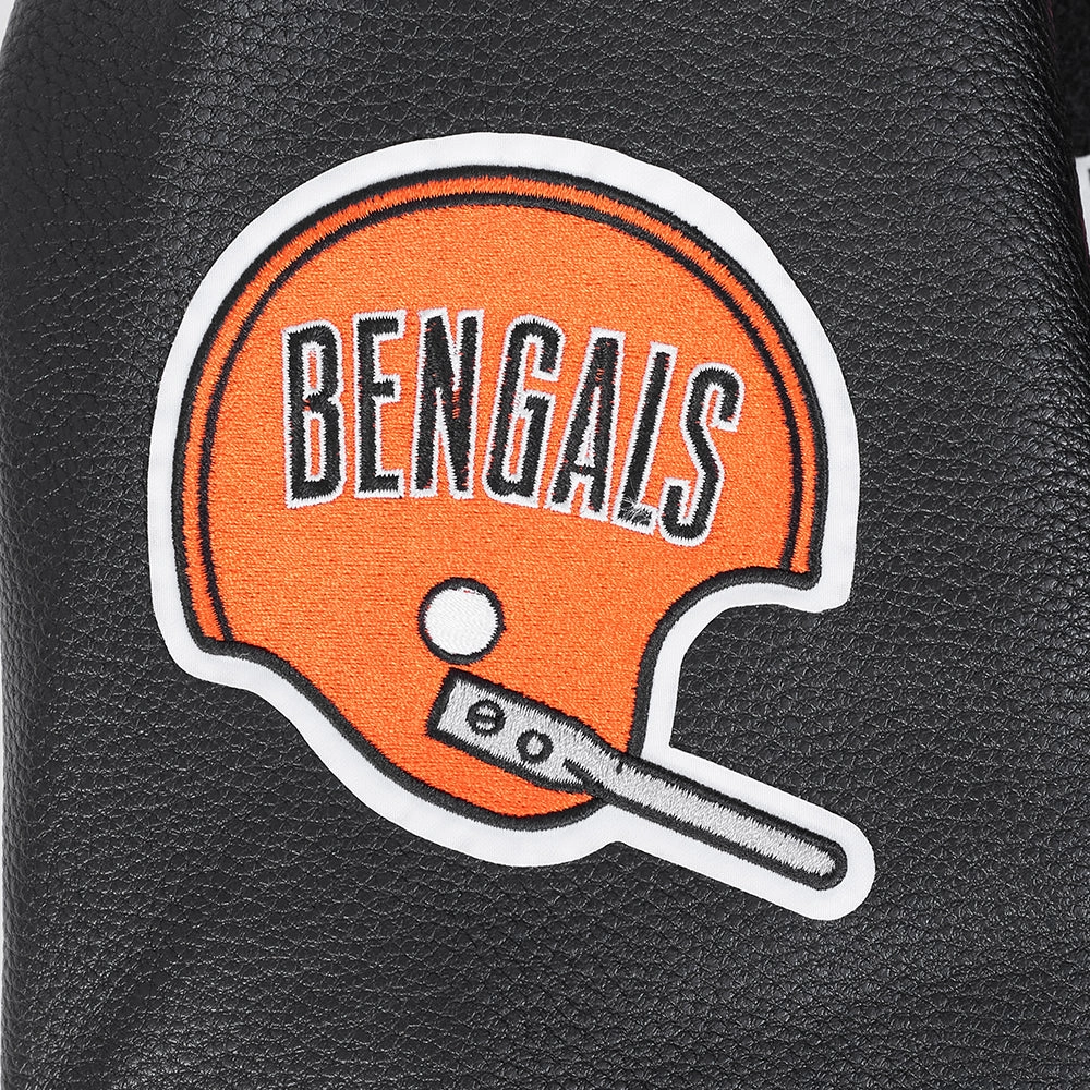 NFL CINCINNATI BENGALS RETRO CLASSIC MEN'S RIB WOOL VARSITY JACKET (BLACK/ORANGE)