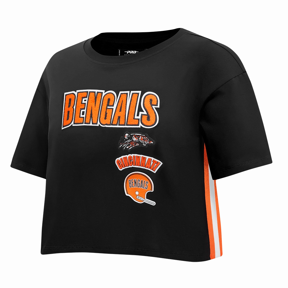 NFL CINCINNATI BENGALS RETRO CLASSIC WOMEN'S BOXY TEE (BLACK)