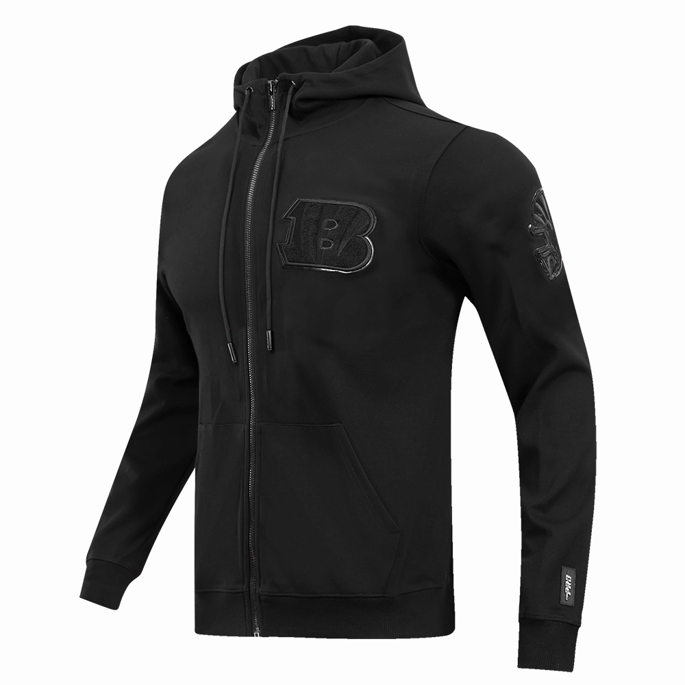 NFL CINCINNATI BENGALS TRIPLE BLACK FULL ZIP HOODIE  (TRIPLE BLACK)
