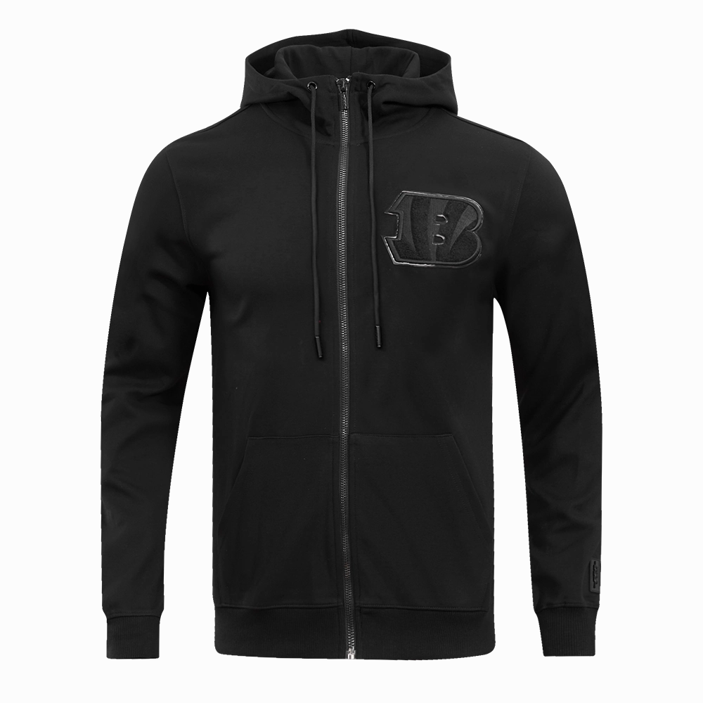 NFL CINCINNATI BENGALS TRIPLE BLACK FULL ZIP HOODIE  (TRIPLE BLACK)