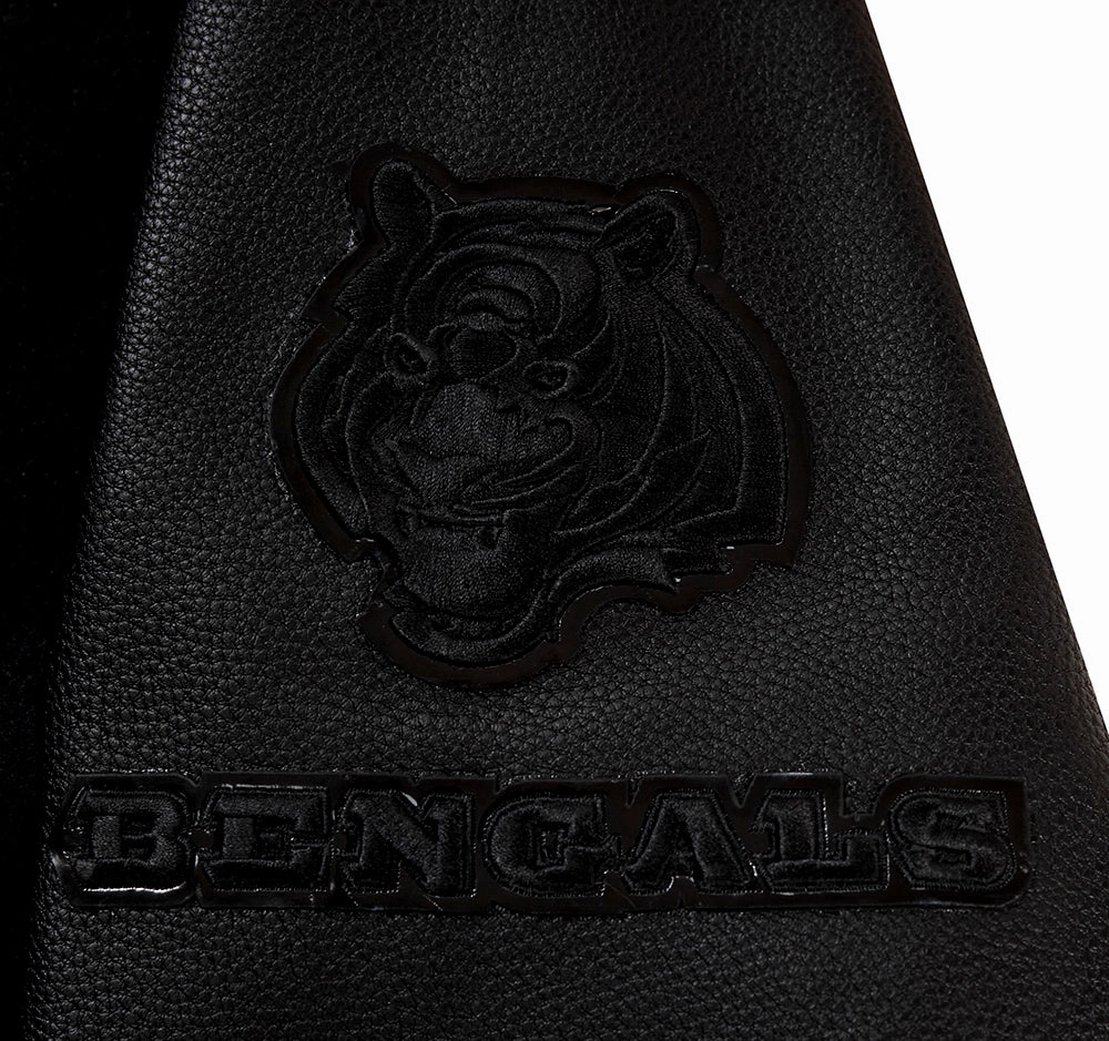 NFL CINCINNATI BENGALS TRIPLE BLACK LOGO MEN'S VARSITY JACKET (TRIPLE BLACK)