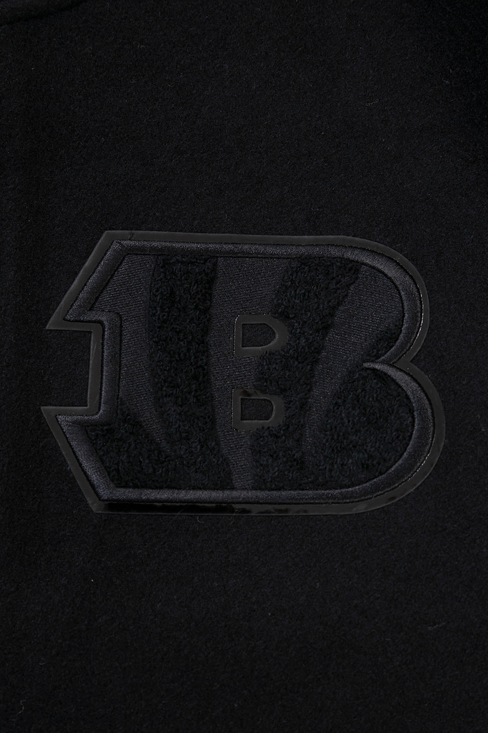 NFL CINCINNATI BENGALS TRIPLE BLACK LOGO MEN'S VARSITY JACKET (TRIPLE BLACK)