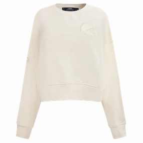 NFL CLEVELAND BROWNS NEUTRAL FLEECE CREWNECK (EGGSHELL)