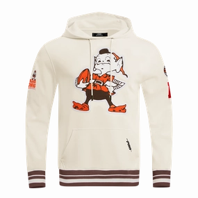 NFL CLEVELAND BROWNS RETRO CLASSIC MEN'S PO HOODIE (EGGSHELL/ BROWN)