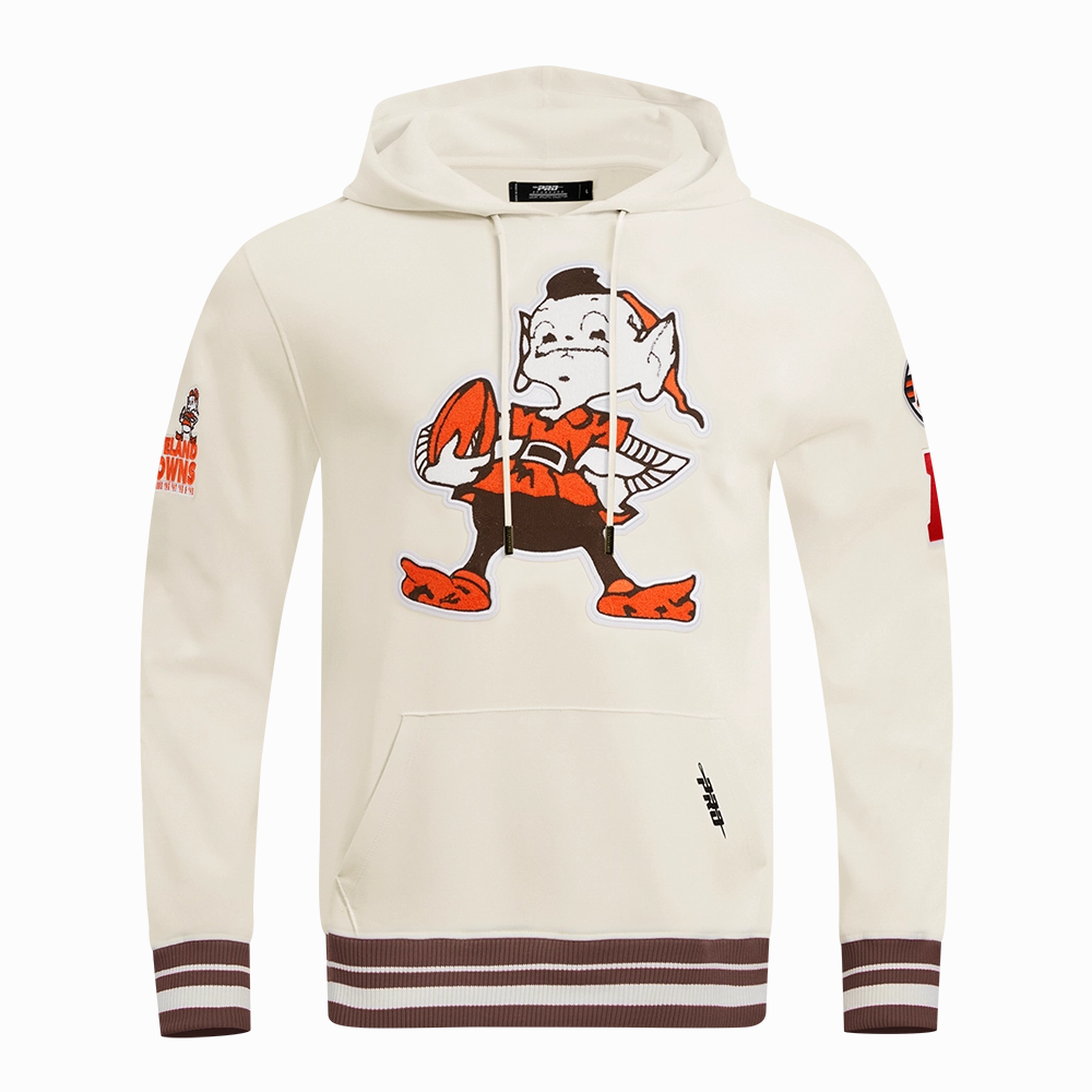 NFL CLEVELAND BROWNS RETRO CLASSIC MEN'S PO HOODIE (EGGSHELL/ BROWN)