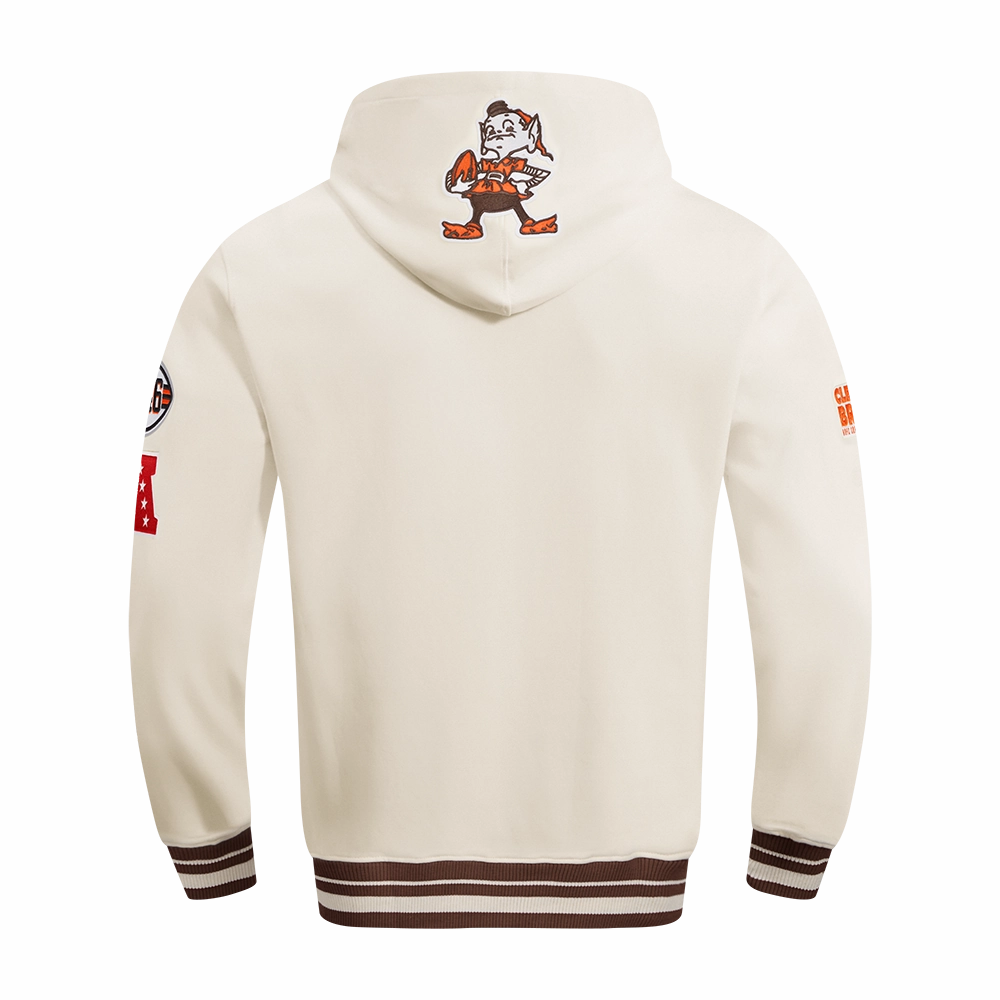 NFL CLEVELAND BROWNS RETRO CLASSIC MEN'S PO HOODIE (EGGSHELL/ BROWN)