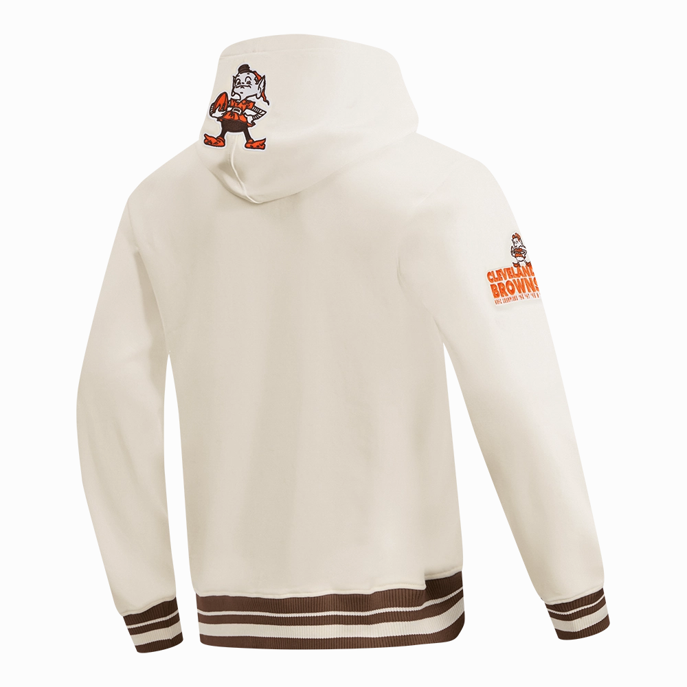 NFL CLEVELAND BROWNS RETRO CLASSIC MEN'S PO HOODIE (EGGSHELL/ BROWN)
