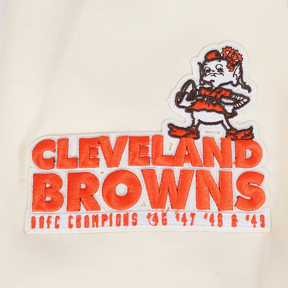 NFL CLEVELAND BROWNS RETRO CLASSIC MEN'S PO HOODIE (EGGSHELL/ BROWN)