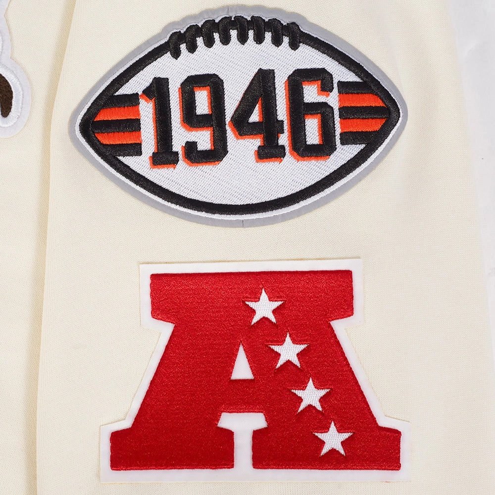 NFL CLEVELAND BROWNS RETRO CLASSIC MEN'S PO HOODIE (EGGSHELL/ BROWN)