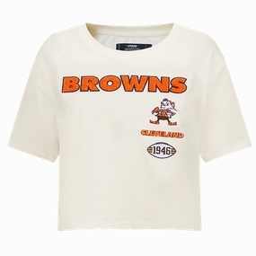 NFL CLEVELAND BROWNS RETRO CLASSIC WOMEN'S BOXY TEE (EGGSHELL)