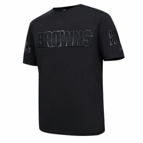 NFL CLEVELAND BROWNS TRIPLE BLACK LOGO PRO TEAM MEN'S TEE (TRIPLE BLACK)