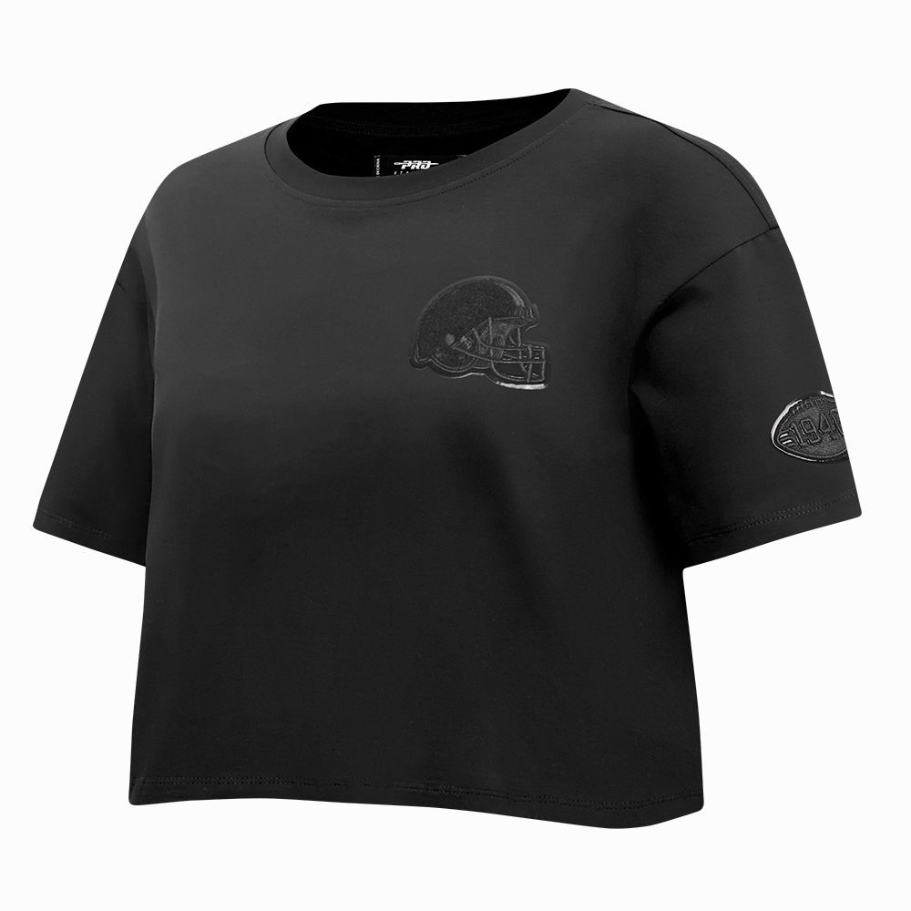 NFL CLEVELAND BROWNS TRIPLE BLACK WOMEN'S SJ BOXY TEE (TRIPLE BLACK WOMEN'S)