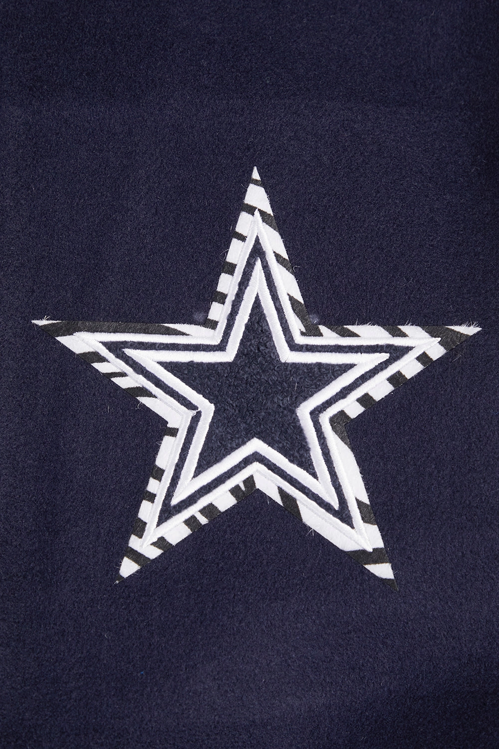 NFL DALLAS COWBOYS ANIMAL PRINT MEN'S WOOL VARSITY JACKET (MIDNIGHT NAVY/WHITE)