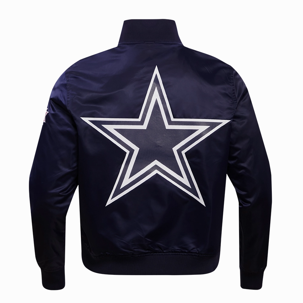 NFL DALLAS COWBOYS BIG LOGO MEN'S SATIN JACKET (MIDNIGHT NAVY)