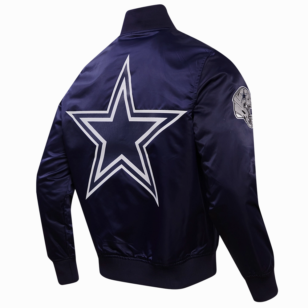 NFL DALLAS COWBOYS BIG LOGO MEN'S SATIN JACKET (MIDNIGHT NAVY)