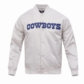NFL DALLAS COWBOYS BIG LOGO MEN'S SATIN JACKET (SILVER)