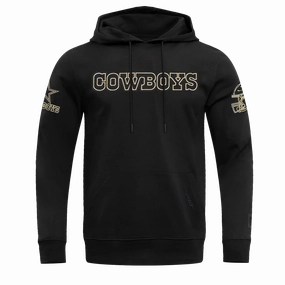 NFL DALLAS COWBOYS BLACK & GOLD MEN'S DOUBLE KNIT PULLOVER HOODIE (BLACK)