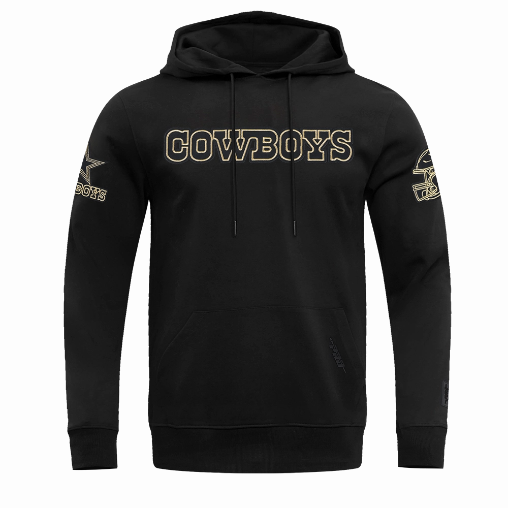 NFL DALLAS COWBOYS BLACK & GOLD MEN'S DOUBLE KNIT PULLOVER HOODIE (BLACK)