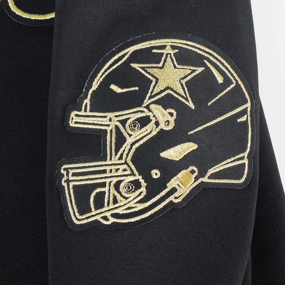 NFL DALLAS COWBOYS BLACK & GOLD MEN'S DOUBLE KNIT PULLOVER HOODIE (BLACK)