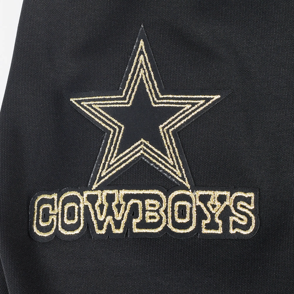 NFL DALLAS COWBOYS BLACK & GOLD MEN'S DOUBLE KNIT PULLOVER HOODIE (BLACK)