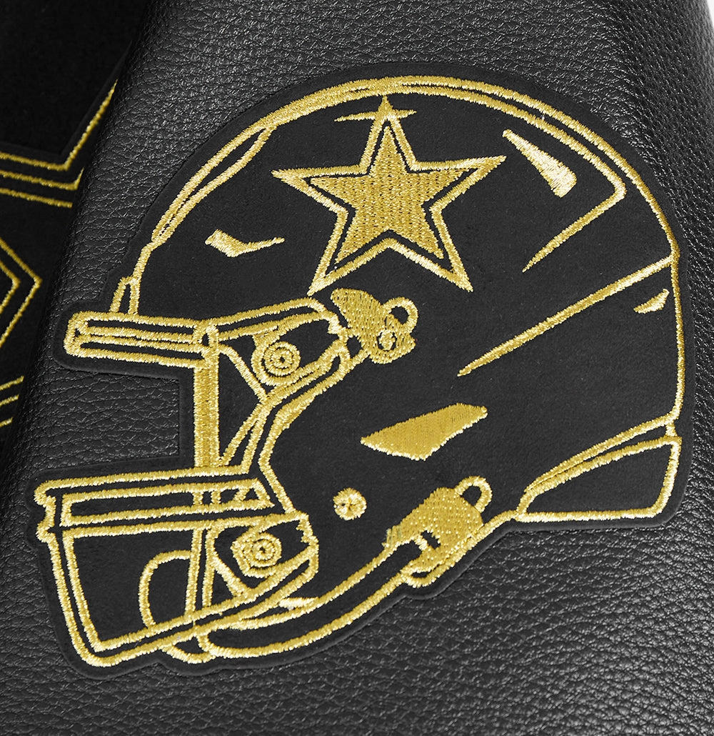 NFL DALLAS COWBOYS BLACK & GOLD MEN'S WOOL VARSITY JACKET (JET BLACK)
