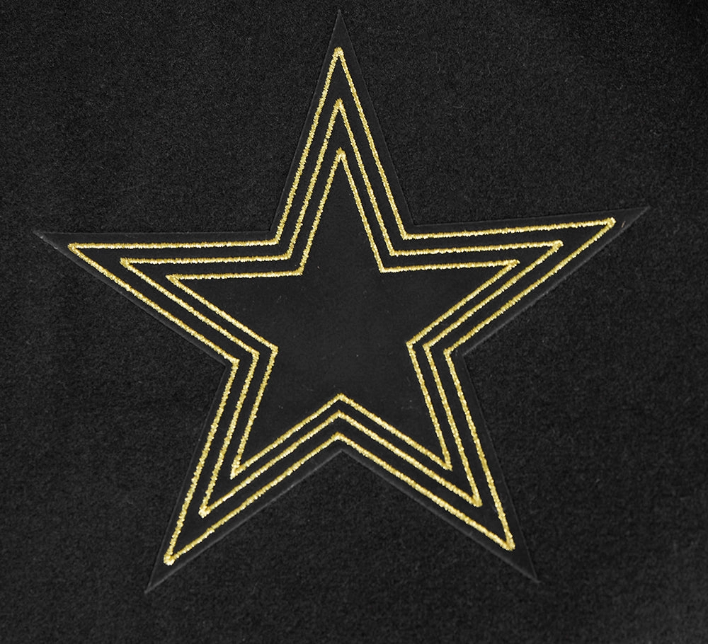 NFL DALLAS COWBOYS BLACK & GOLD MEN'S WOOL VARSITY JACKET (JET BLACK)