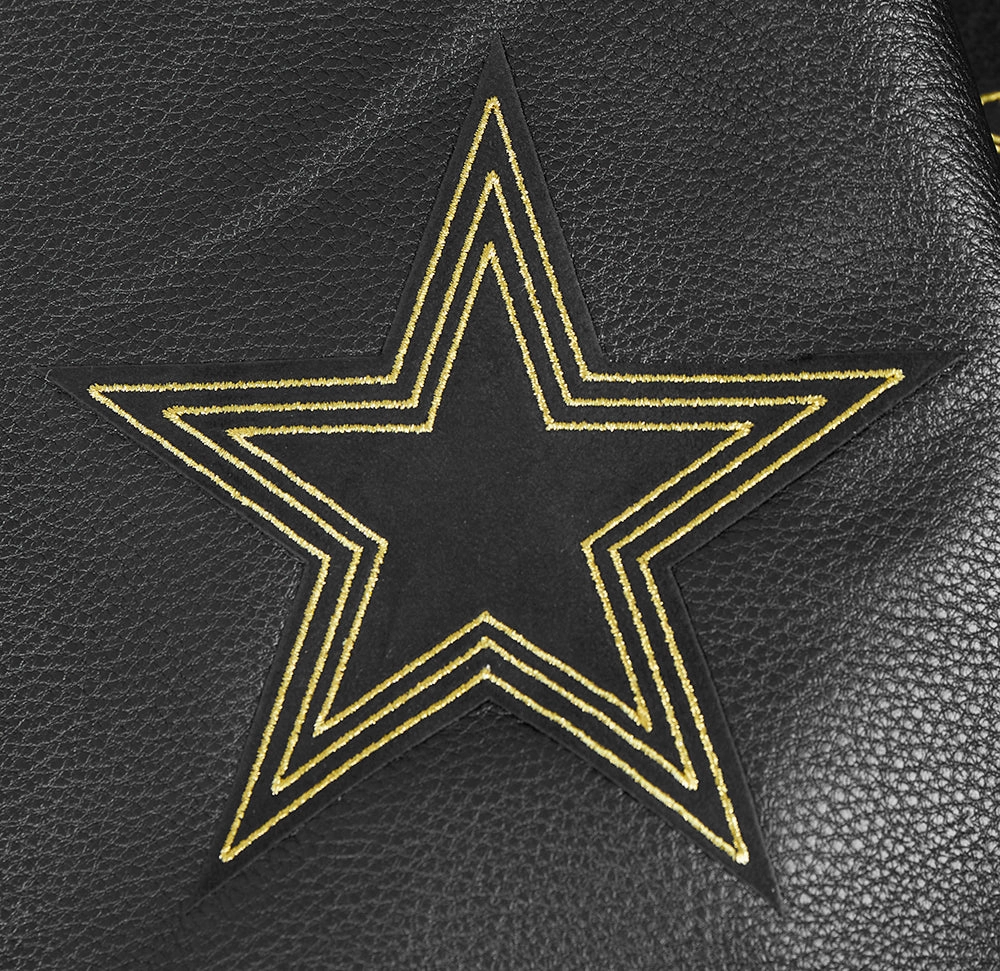 NFL DALLAS COWBOYS BLACK & GOLD MEN'S WOOL VARSITY JACKET (JET BLACK)