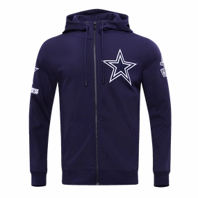 NFL DALLAS COWBOYS CLASSIC CHENILLE FULL ZIP HOODIE  (MIDNIGHT NAVY)