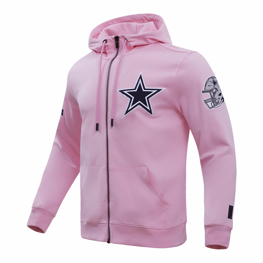 NFL DALLAS COWBOYS CLASSIC CHENILLE FULL ZIP HOODIE  (PINK)