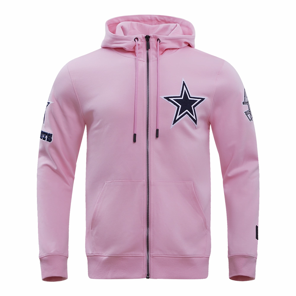 NFL DALLAS COWBOYS CLASSIC CHENILLE FULL ZIP HOODIE  (PINK)