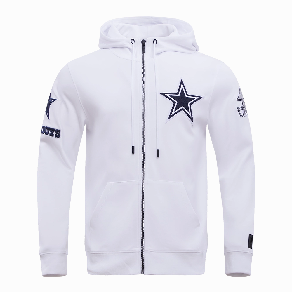 NFL DALLAS COWBOYS CLASSIC CHENILLE FULL ZIP HOODIE  (WHITE)