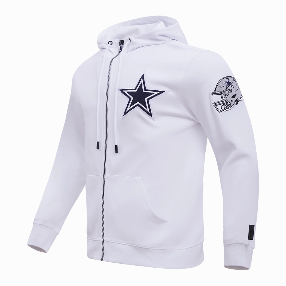 NFL DALLAS COWBOYS CLASSIC CHENILLE FULL ZIP HOODIE  (WHITE)