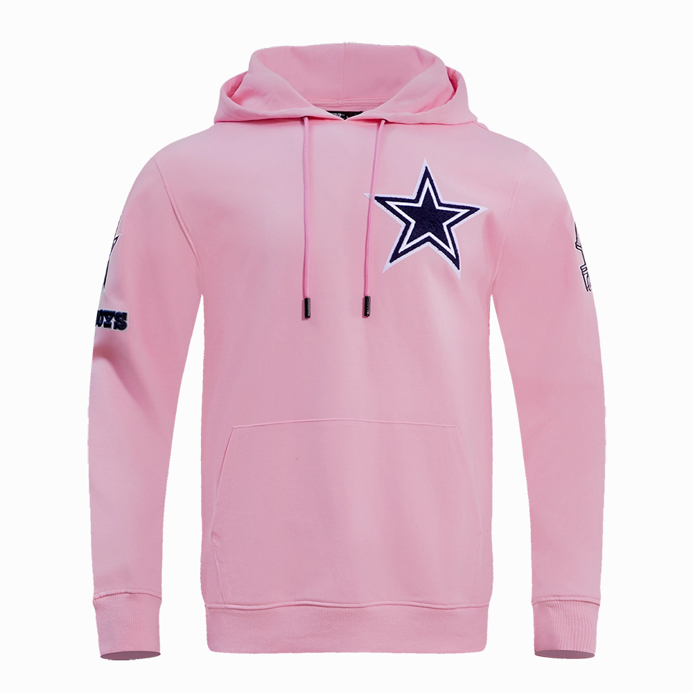 NFL DALLAS COWBOYS CLASSIC CHENILLE MEN'S PULLOVER HOODIE (PINK)