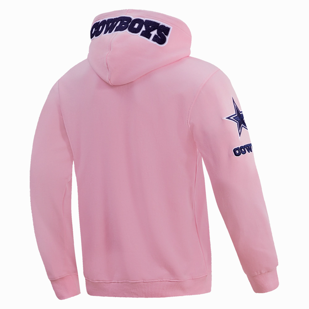 NFL DALLAS COWBOYS CLASSIC CHENILLE MEN'S PULLOVER HOODIE (PINK)