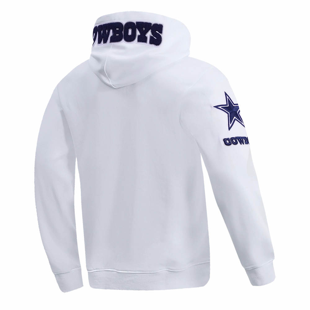 NFL DALLAS COWBOYS CLASSIC CHENILLE MEN'S PULLOVER HOODIE (WHITE)