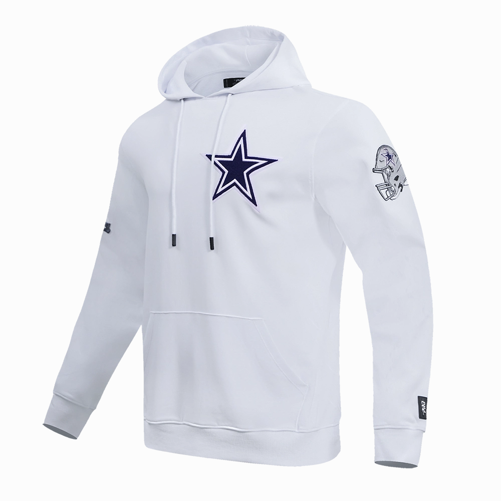 NFL DALLAS COWBOYS CLASSIC CHENILLE MEN'S PULLOVER HOODIE (WHITE)