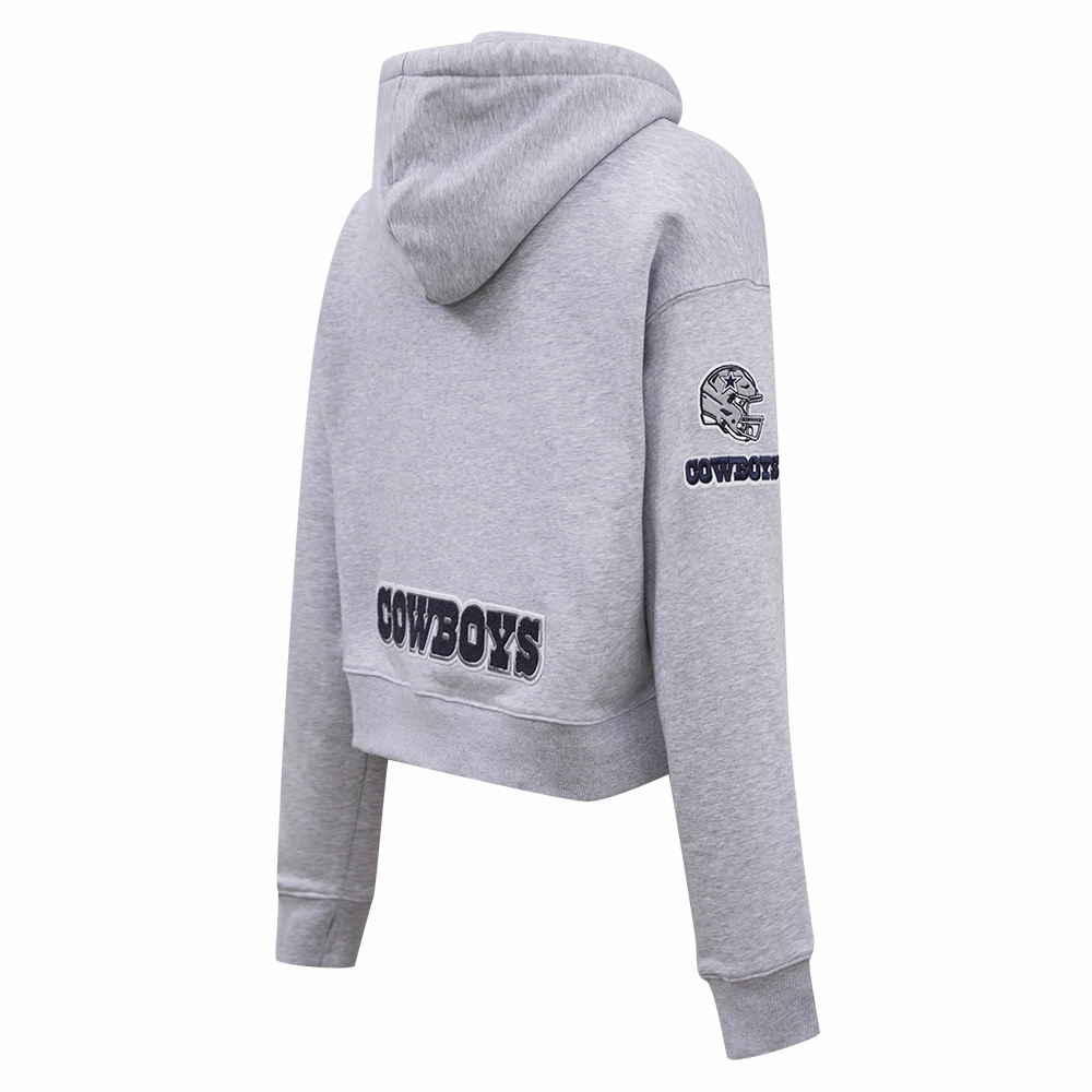 NFL DALLAS COWBOYS CLASSIC WOMEN'S CROPPED PULLOVER HOODIE (HEATHER GREY)