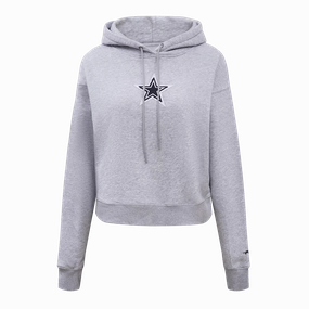 NFL DALLAS COWBOYS CLASSIC WOMEN'S CROPPED PULLOVER HOODIE (HEATHER GREY)